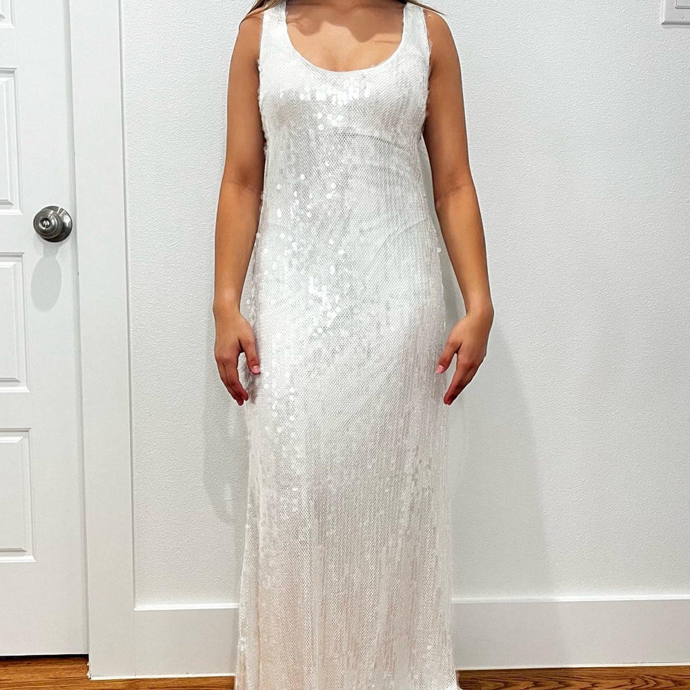 Anthropologie Hutch Sleeveless Scoop-Neck Sequin Column Maxi Dress